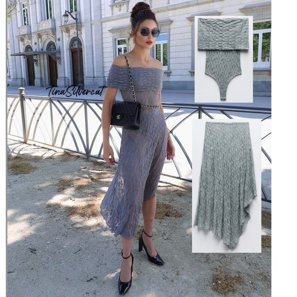BLOGGER'S FAVE! Zara 2 Piece Lace Skirt And Off The Shoulder Lace Bodysu…